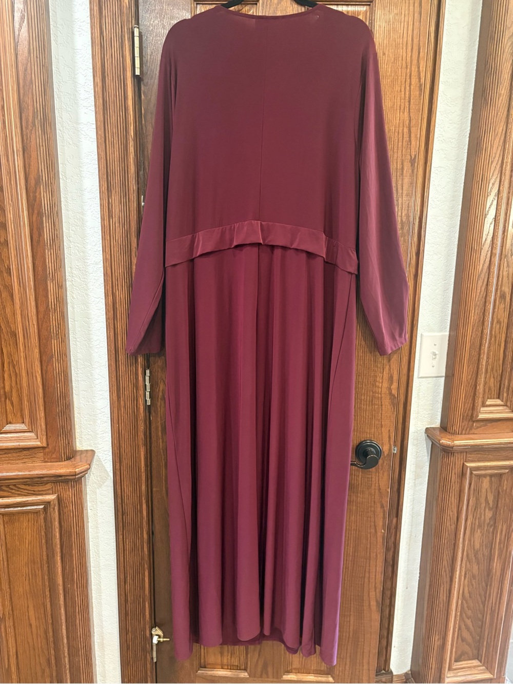 Jennifer Lopez $70 P2P22-25”L60”Burgundy Long Sleeve Faux Wrap Maxi Dress 2X - Picture 8 of 8